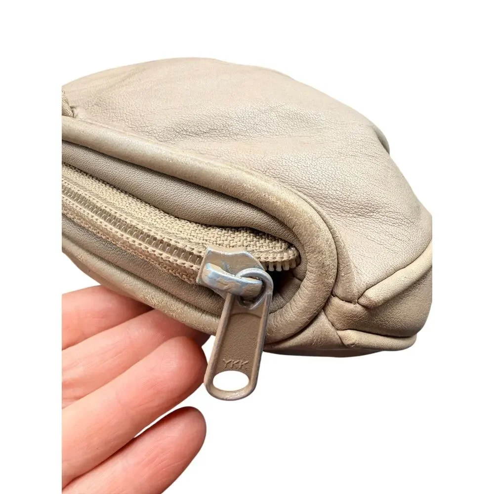 Etra Taupe Leather Slouchy Crossbody Clutch Bag Soft Minimalist